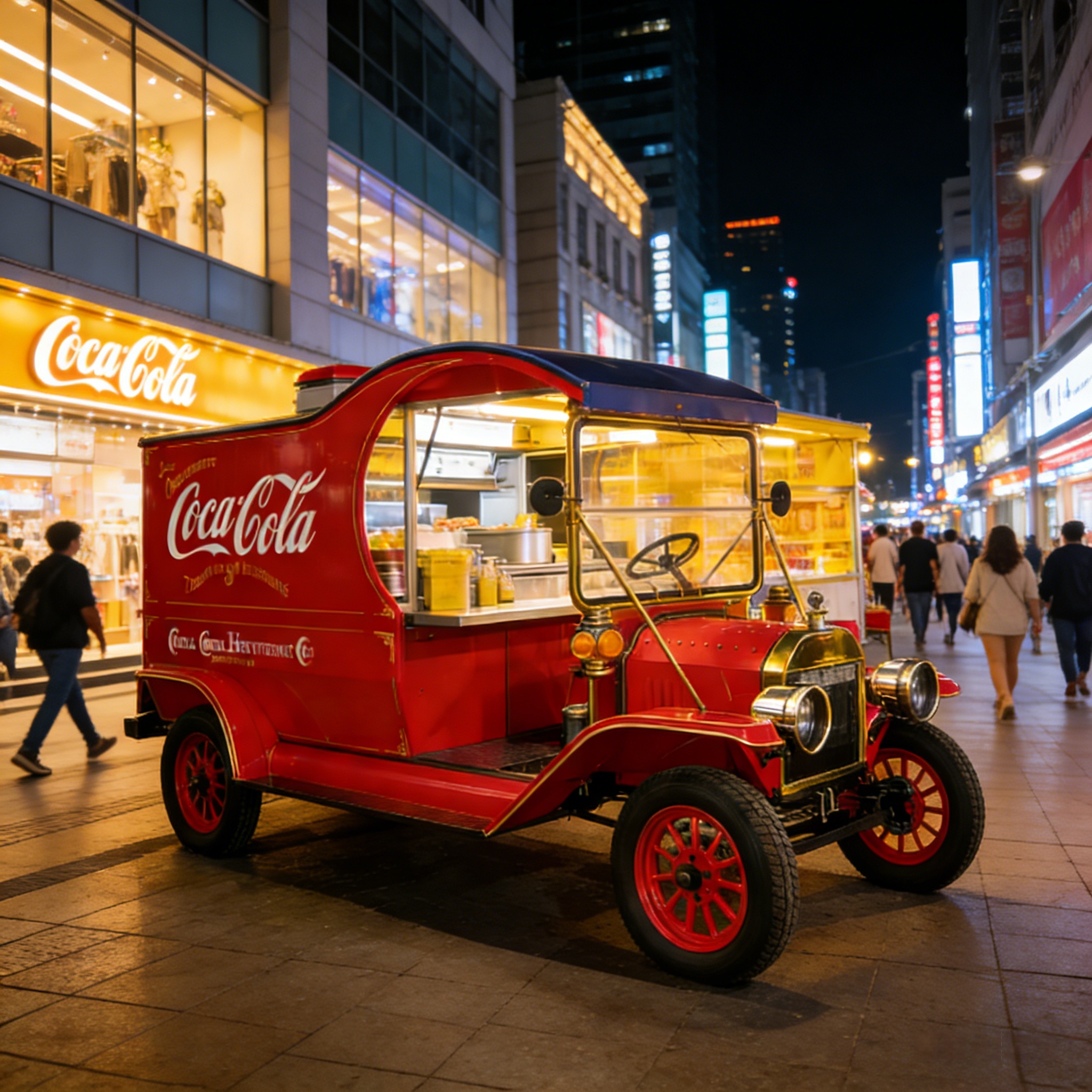 Icónico camión de comida retro de Coca-Cola: carrito de refrigerios multifuncional famoso en Internet para mercados nocturnos (personalizable)