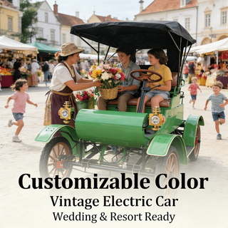 Coche turístico eléctrico vintage de color personalizable: perfecto para bodas, centros turísticos y atracciones turísticas