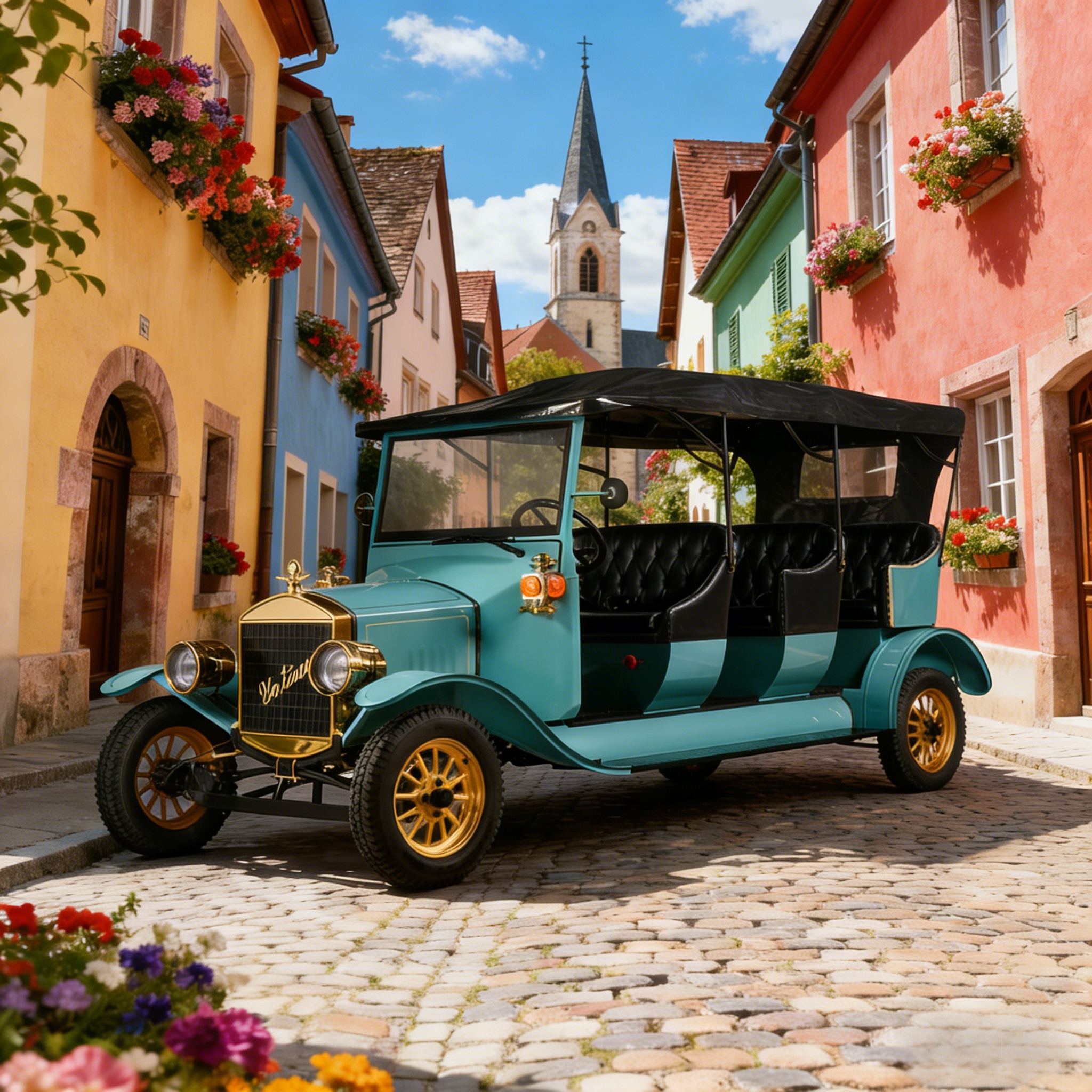 YATIAN Coche turístico eléctrico retro Vehículo vintage convertible personalizado de alta gama para lugares pintorescos, mansiones y complejos turísticos