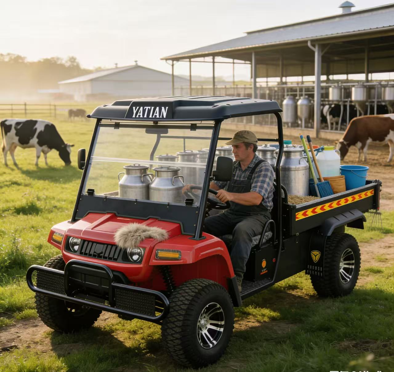 Vehículo utilitario eléctrico multiusos 4WD del fabricante Yatian Green PB10C: capacidad todoterreno y todoterreno para granjas, sitios de construcción y actividades al aire libre
