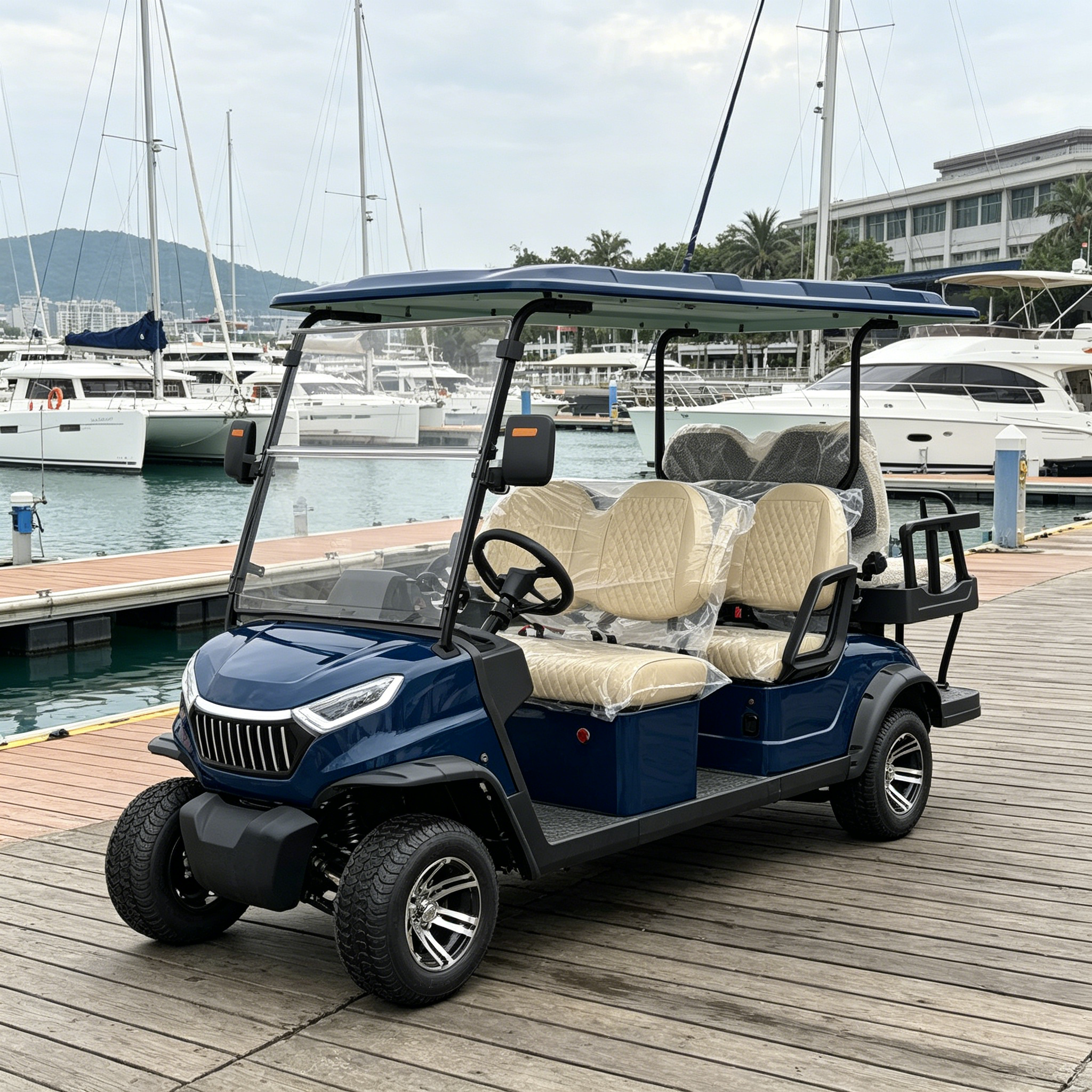 Carro de golf eléctrico GQ42C de 4+2 plazas | Motor de 48V 5KW Alcance de 80km