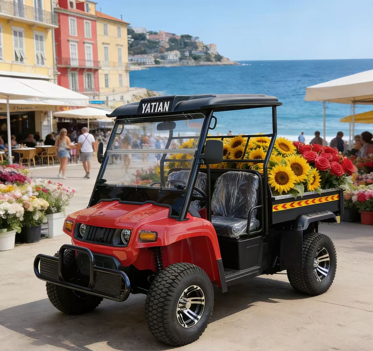 Vehículo utilitario eléctrico multiusos 4WD del fabricante Yatian Green PB10C: capacidad todoterreno y todoterreno para granjas, sitios de construcción y actividades al aire libre