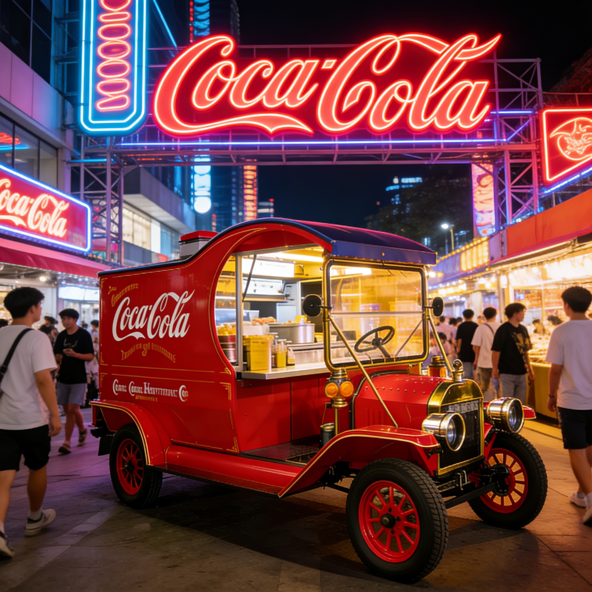 Icónico camión de comida retro de Coca-Cola: carrito de refrigerios multifuncional famoso en Internet para mercados nocturnos (personalizable)