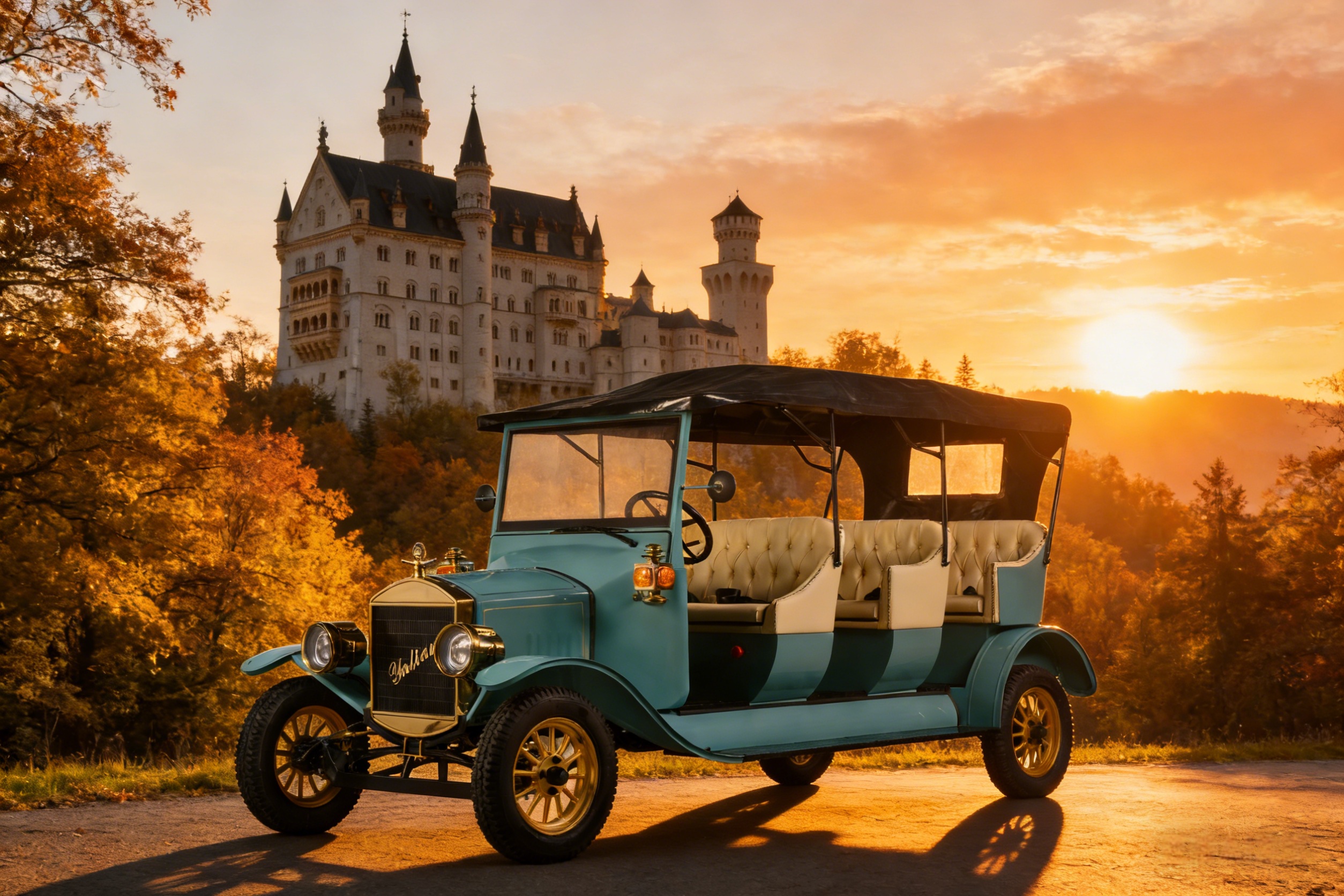 YATIAN Coche turístico eléctrico retro Vehículo vintage convertible personalizado de alta gama para lugares pintorescos, mansiones y complejos turísticos