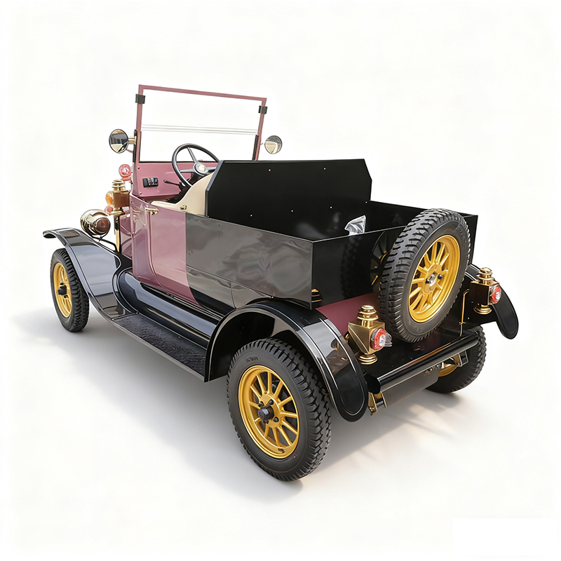 Camión de reparto eléctrico retro de corta distancia, elegante vehículo de carga para centros turísticos y parques