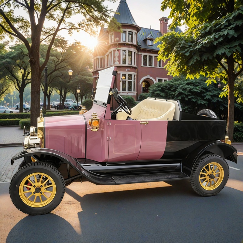 Camión de reparto eléctrico retro de corta distancia, elegante vehículo de carga para centros turísticos y parques