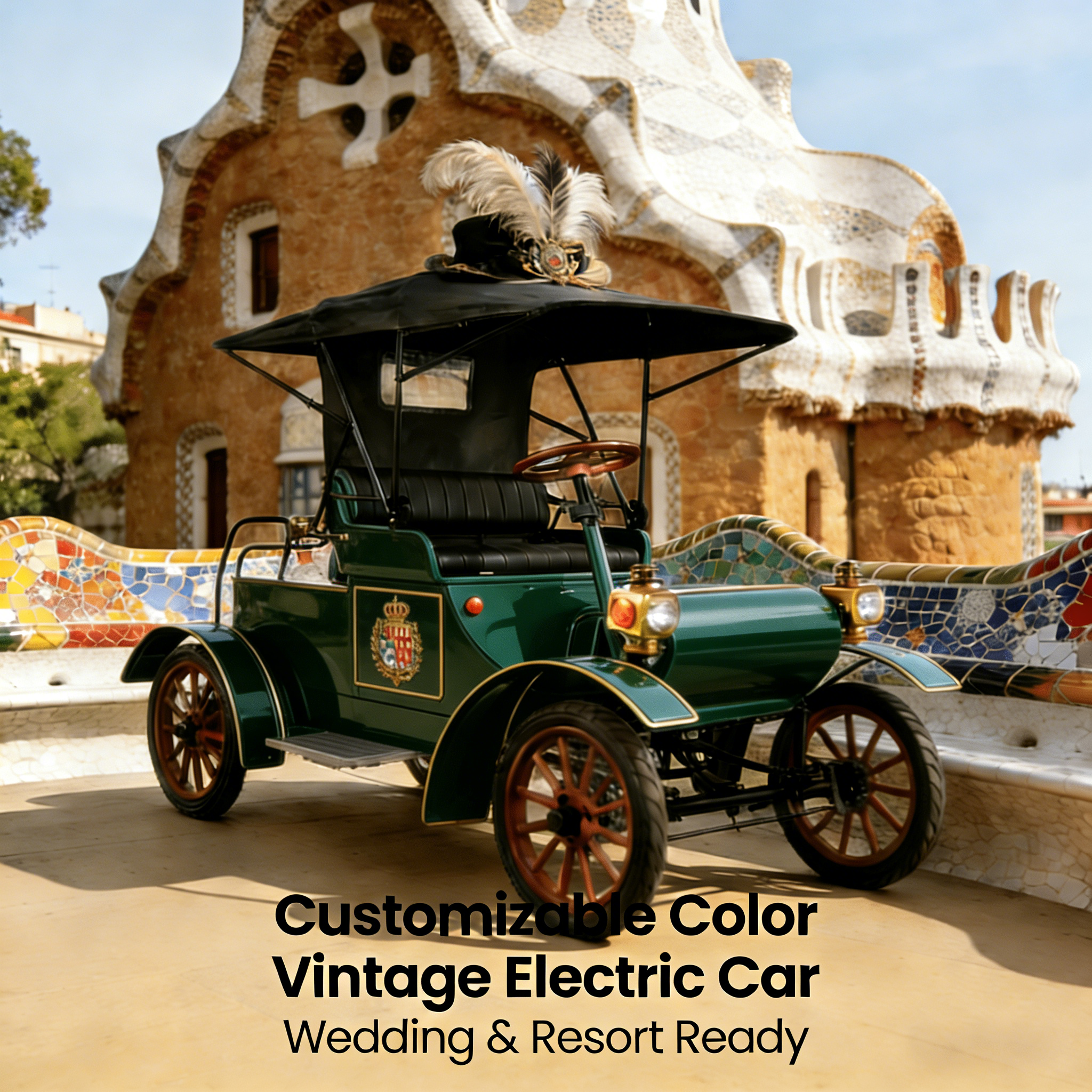 Coche turístico eléctrico vintage de color personalizable: perfecto para bodas, centros turísticos y atracciones turísticas