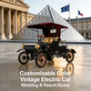 Coche eléctrico antiguo multiusos de tipo abierto de 1903 | Certificado CEE, totalmente personalizable para bodas y complejos turísticos