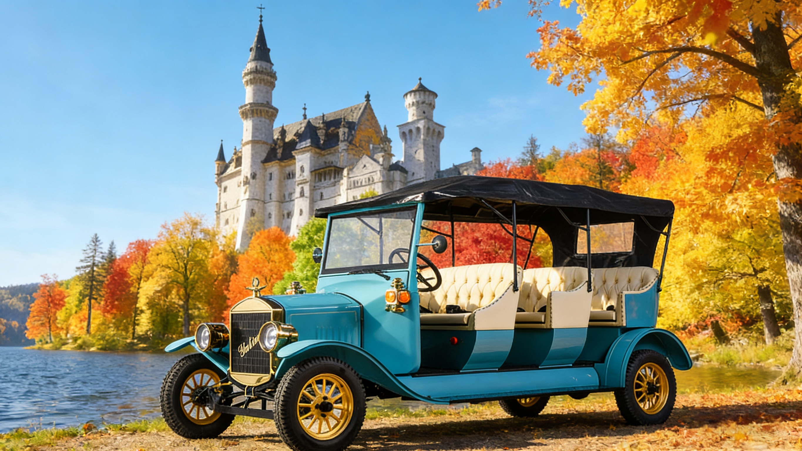 YATIAN Coche turístico eléctrico retro Vehículo vintage convertible personalizado de alta gama para lugares pintorescos, mansiones y complejos turísticos