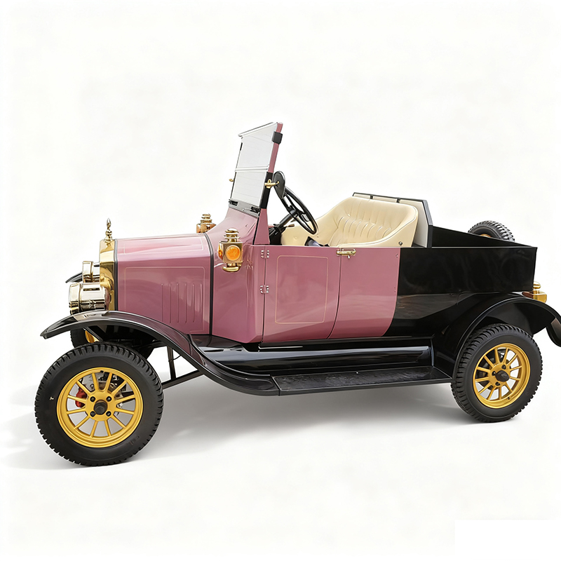 Camión de reparto eléctrico retro de corta distancia, elegante vehículo de carga para centros turísticos y parques