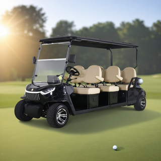 Carro de golf negro de 6 plazas del fabricante Yatian GQ06C: motor de alto rendimiento de 48 V y 5 KW, ideal para campos de golf, centros turísticos y comunidades