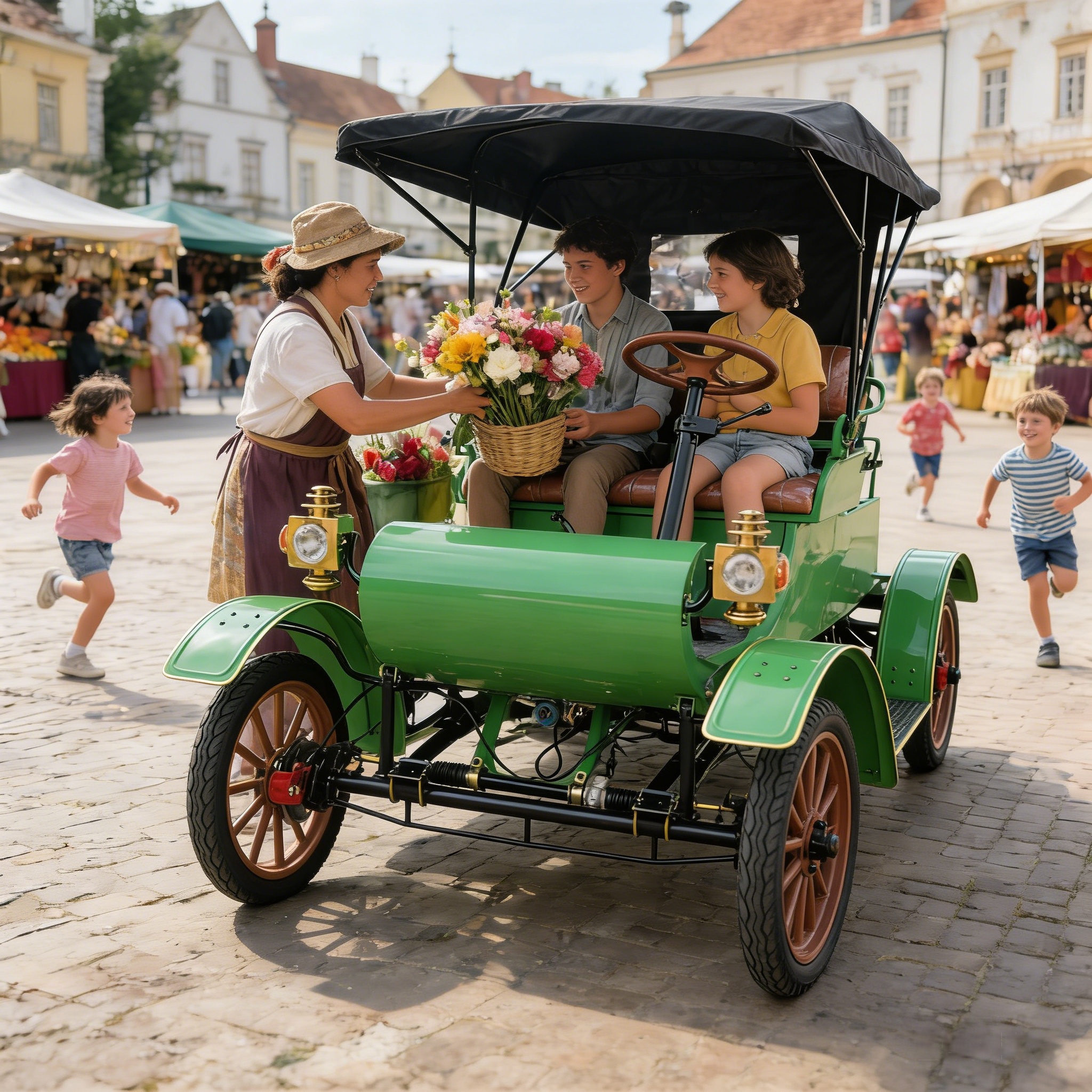 Coche turístico eléctrico antiguo para centros turísticos, bodas y ciudades históricas: estilo clásico de 2 plazas | Yatian LY02A