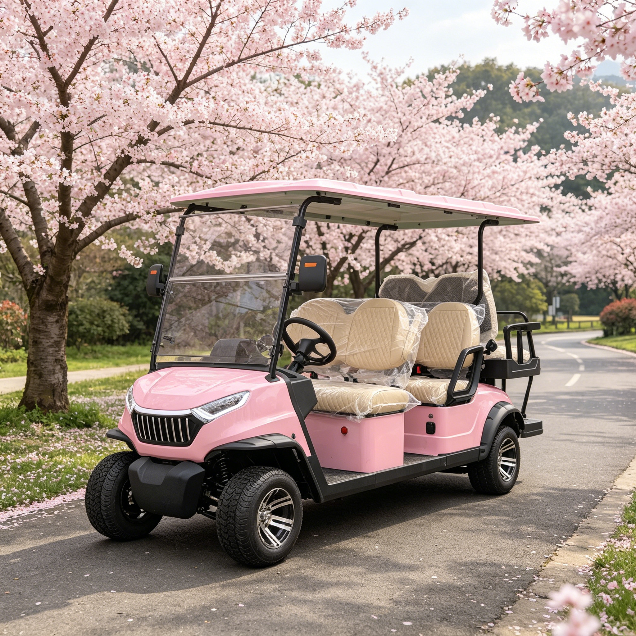 Carro de golf eléctrico GQ42C de 4+2 plazas | Motor de 48V 5KW Alcance de 80km