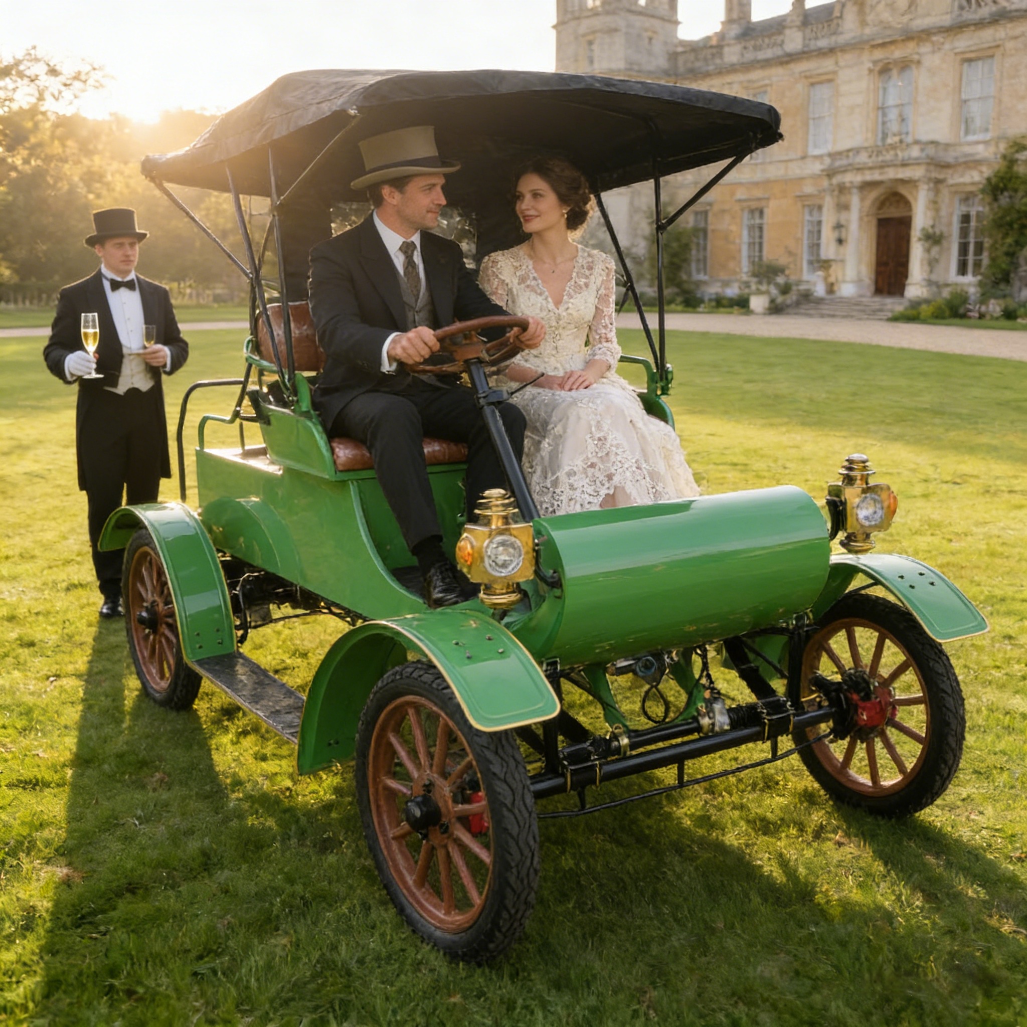 Coche turístico eléctrico antiguo para centros turísticos, bodas y ciudades históricas: estilo clásico de 2 plazas | Yatian LY02A