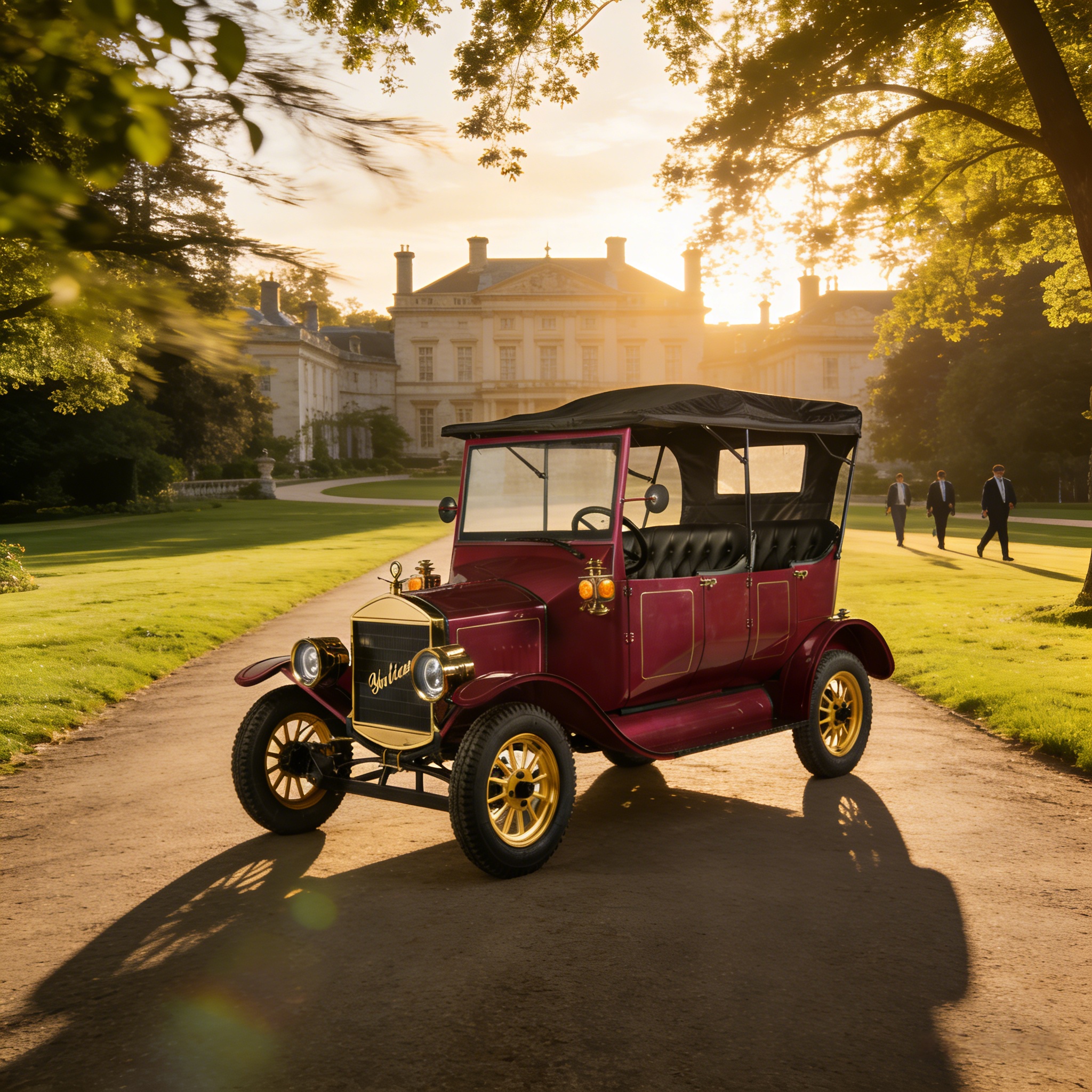 Coche tur&iacute;stico el&eacute;ctrico antiguo para centros tur&iacute;sticos costeros