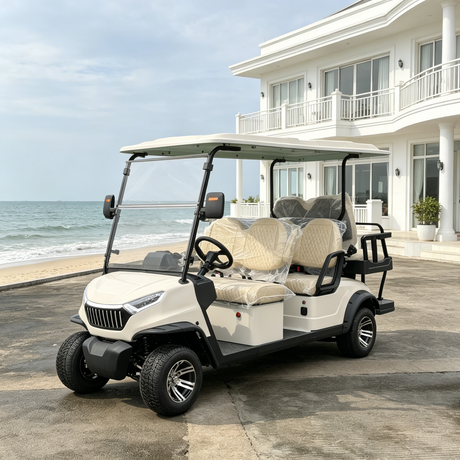 Carro de golf eléctrico GQ42C de 4+2 plazas | Motor de 48V 5KW Alcance de 80km