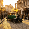 Coche turístico clásico eléctrico Vintage de 5 plazas, lanzadera eléctrica Retro verde oliva con batería de litio de 72V